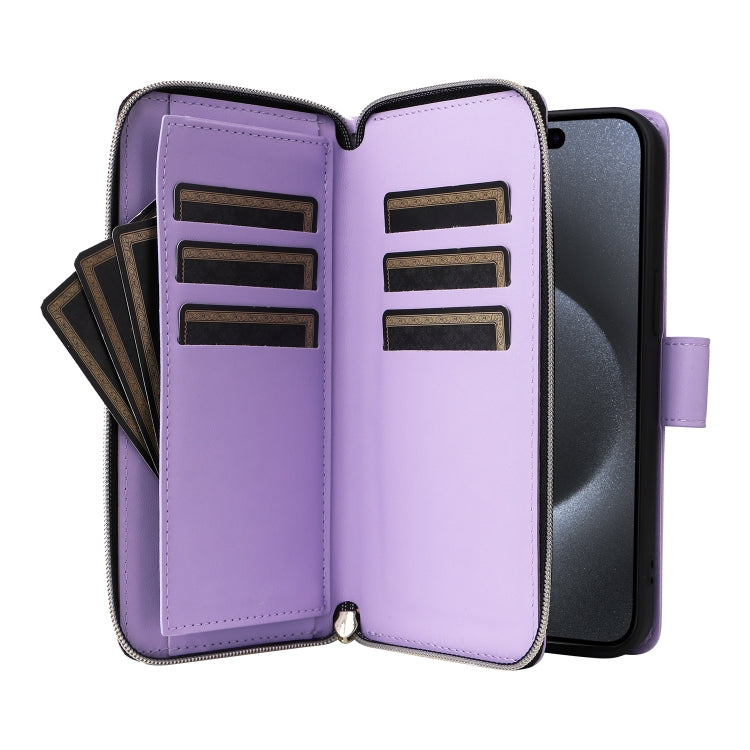 Nine-card Slots Zipper Wallet Bag Leather Phone Case, For iPhone 15 Pro, For iPhone 15 Plus / 14 Plus, For iPhone 15, For iPhone 14 / 13, For iPhone 14 Pro, For iPhone 14 Pro Max