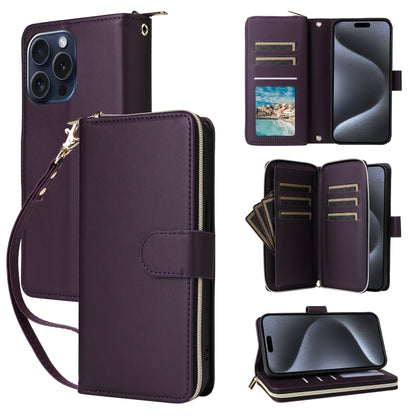 Nine-card Slots Zipper Wallet Bag Leather Phone Case, For iPhone 15 Pro, For iPhone 15 Plus / 14 Plus, For iPhone 15, For iPhone 14 / 13, For iPhone 14 Pro, For iPhone 14 Pro Max