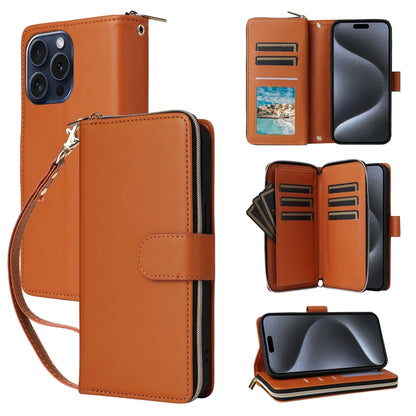 Nine-card Slots Zipper Wallet Bag Leather Phone Case, For iPhone 15 Pro, For iPhone 15 Plus / 14 Plus, For iPhone 15, For iPhone 14 / 13, For iPhone 14 Pro, For iPhone 14 Pro Max