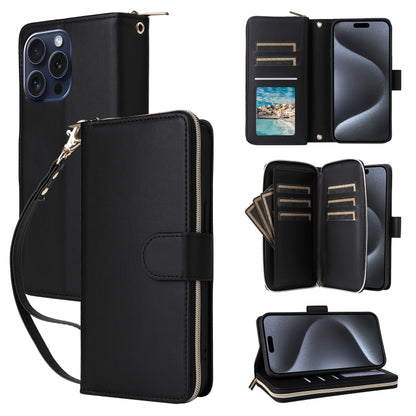 Nine-card Slots Zipper Wallet Bag Leather Phone Case, For iPhone 15 Pro, For iPhone 15 Plus / 14 Plus, For iPhone 15, For iPhone 14 / 13, For iPhone 14 Pro, For iPhone 14 Pro Max