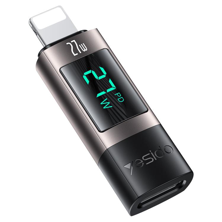 Yesido GS25 27W USB-C / Type-C to 8 Pin Aluminum Alloy Digital Display Adapter, Type-C to 8 Pin