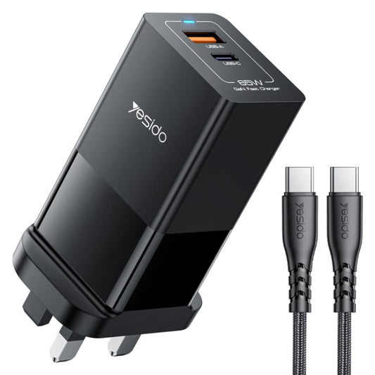 Yesido YC92 65W USB and USB-C / Type-C Dual Port GaN Fast Charger Set, UK Plug