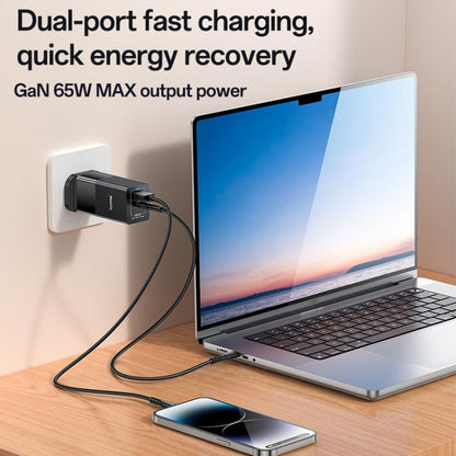 Yesido YC92 65W USB and USB-C / Type-C Dual Port GaN Fast Charger Set, UK Plug