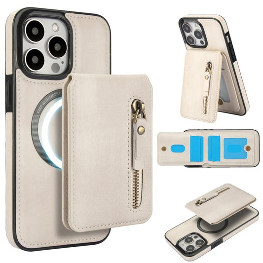 Zipper Wallet Split MagSafe Leather Back Phone Case, For iPhone 15 Pro, For iPhone 15 Plus, For iPhone 15, For iPhone 14 Plus, For iPhone 14, For iPhone 14 Pro