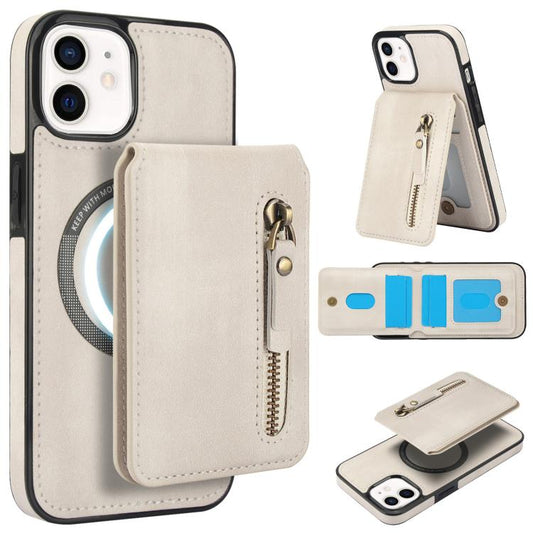Zipper Wallet Split MagSafe Leather Back Phone Case, For iPhone 12 / 12 Pro, For iPhone 12 Pro Max, For iPhone 12 mini, For iPhone 11 Pro Max, For iPhone 11, For iPhone 11 Pro