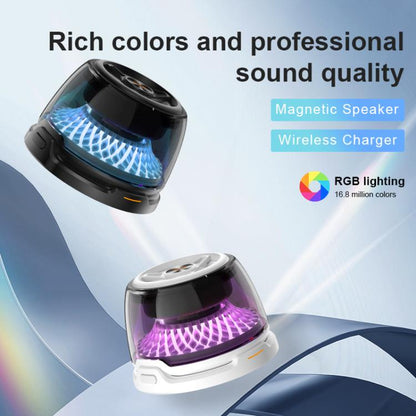 R9 Portable RGB Light Smart Bluetooth Speaker Magnetic Phone Holder Wireless Charger, R9 (Black), R9 (White)