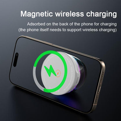 R9 Portable RGB Light Smart Bluetooth Speaker Magnetic Phone Holder Wireless Charger, R9 (Black), R9 (White)