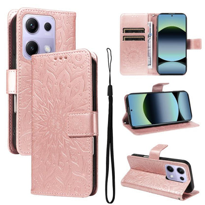 Embossed Sunflower Pattern Flip Leather Phone Case, For Xiaomi Poco M6 Pro 4G Global, For Xiaomi 15 Ultra 5G Global