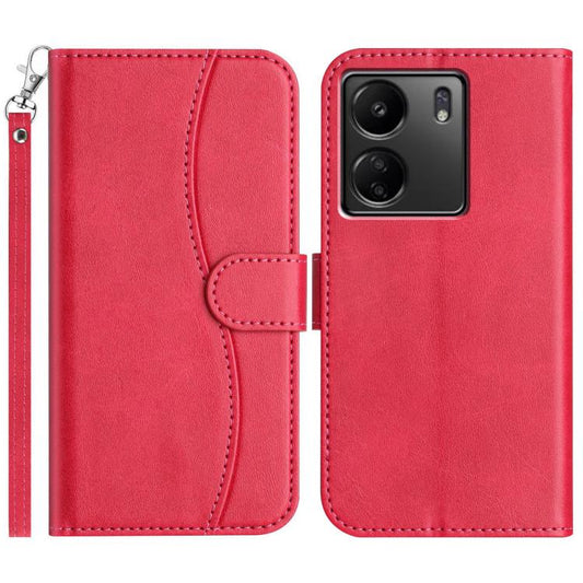 Dual-Folded S-shape Leather Phone Case, For Redmi 13C 4G