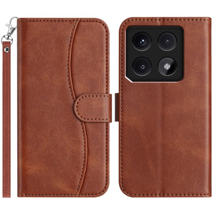 Dual-Folded S-shape Leather Phone Case, For Xiaomi 15 Pro, For Xiaomi 15, For Xiaomi 14T Pro, For Xiaomi 14T, For Xiaomi Poco F6 Pro 5G