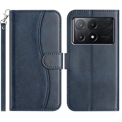 Dual-Folded S-shape Leather Phone Case, For Xiaomi 15 Pro, For Xiaomi 15, For Xiaomi 14T Pro, For Xiaomi 14T, For Xiaomi Poco F6 Pro 5G