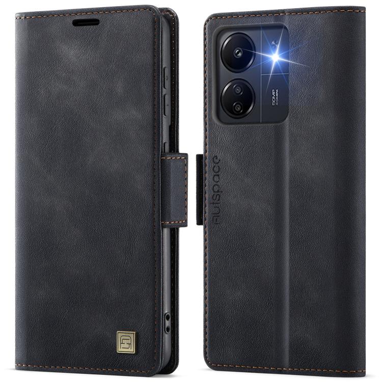AutSpace A11 Side Buckle MagSafe Magnetic RFID Phone Leather Case, For Xiaomi Poco X6 5G, For Xiaomi Poco C65 4G