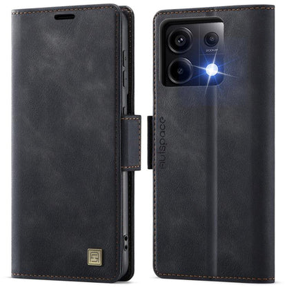 AutSpace A11 Side Buckle MagSafe Magnetic RFID Phone Leather Case, For Xiaomi Poco X6 5G, For Xiaomi Poco C65 4G