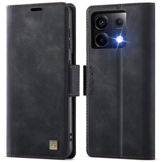 AutSpace A11 Side Buckle MagSafe Magnetic RFID Phone Leather Case, For Xiaomi Poco X6 5G, For Xiaomi Poco C65 4G