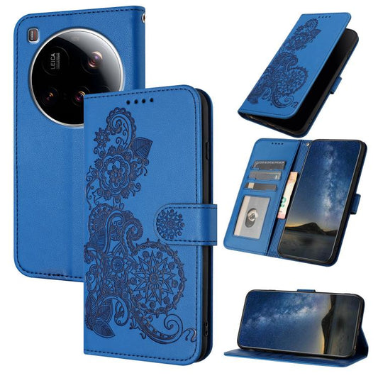 Datura Flower Embossed Flip Leather Phone Case, For Xiaomi 15 Ultra