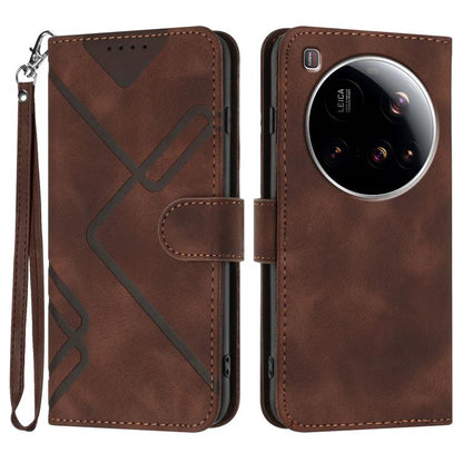 Line Pattern Skin Feel Leather Phone Case, For Xiaomi 15 Ultra