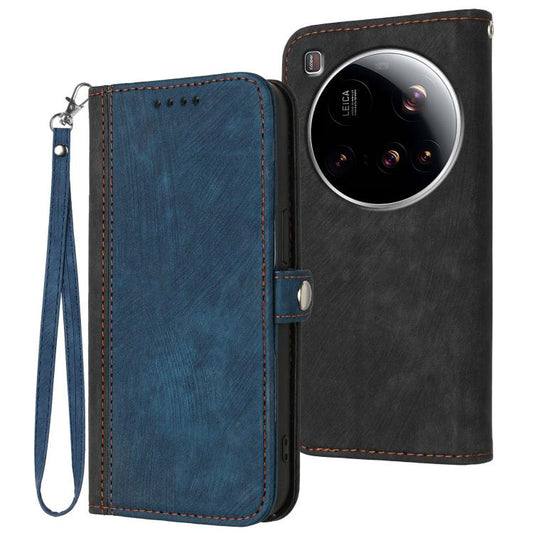 Side Buckle Double Fold Hand Strap Leather Phone Case, For Xiaomi 15 Ultra