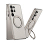 GKK Metal Paint Skin Feel Leather MagSafe Holder Phone Case, For Samsung Galaxy S25 Ultra 5G