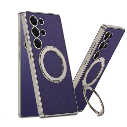 GKK Metal Paint Skin Feel Leather MagSafe Holder Phone Case, For Samsung Galaxy S25 Ultra 5G