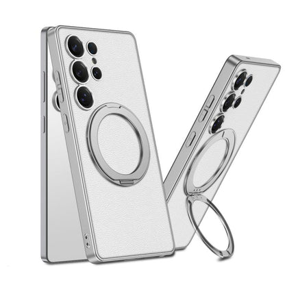 GKK Metal Paint Skin Feel Leather MagSafe Holder Phone Case, For Samsung Galaxy S25 Ultra 5G