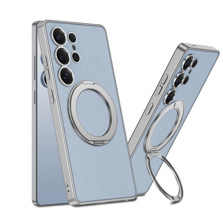 GKK Metal Paint Skin Feel Leather MagSafe Holder Phone Case, For Samsung Galaxy S25 Ultra 5G
