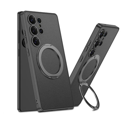 GKK Metal Paint Skin Feel Leather MagSafe Holder Phone Case, For Samsung Galaxy S25 Ultra 5G