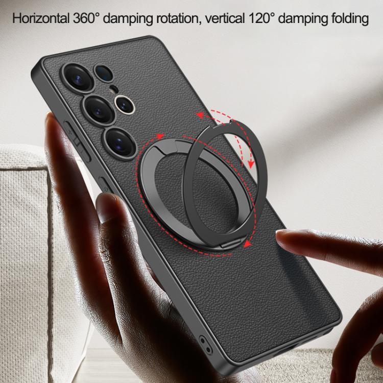 GKK Metal Paint Skin Feel Leather MagSafe Holder Phone Case, For Samsung Galaxy S25 Ultra 5G