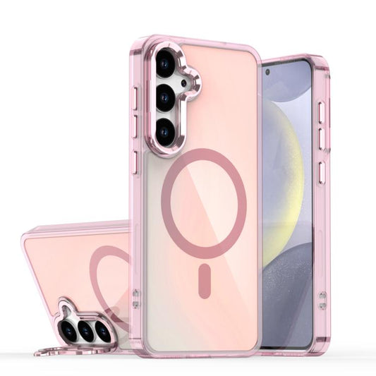 Plating Gradient Discolor MagSafe Phone Case with Holder, For Samsung Galaxy S25 5G, For Samsung Galaxy S25+ 5G, For Samsung Galaxy S25 Ultra 5G, For Samsung Galaxy S24 FE 5G, For Samsung Galaxy S24 Ultra 5G, For Samsung Galaxy S24+ 5G�����������������...