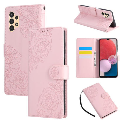 Rose Flower Embossed 3-Card Slots Leather Phone Case, For Samsung Galaxy A53 5G, For Samsung Galaxy A73 5G, For Samsung Galaxy A33 5G, For Samsung Galaxy A13 4G / 5G
