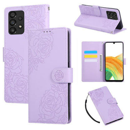 Rose Flower Embossed 3-Card Slots Leather Phone Case, For Samsung Galaxy A53 5G, For Samsung Galaxy A73 5G, For Samsung Galaxy A33 5G, For Samsung Galaxy A13 4G / 5G