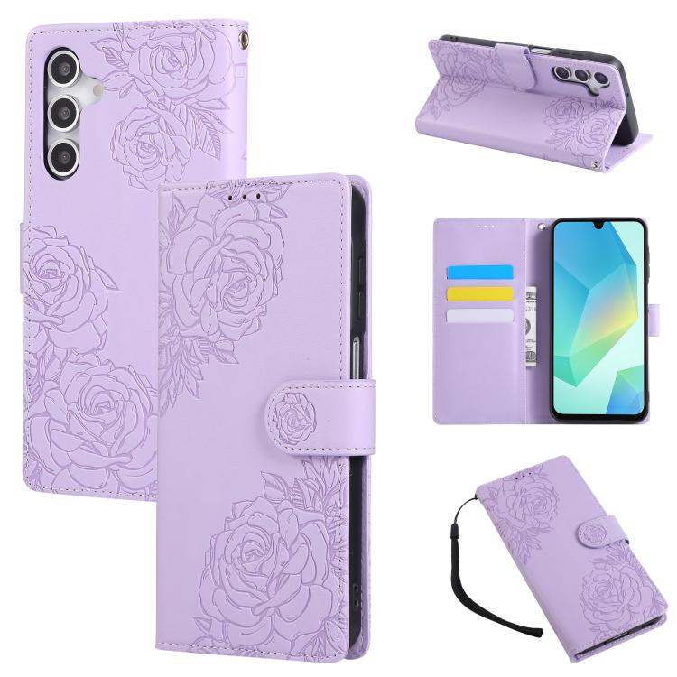 Rose Flower Embossed 3-Card Slots Leather Phone Case, For Samsung Galaxy A55 5G, For Samsung Galaxy A05, For Samsung Galaxy A05s, For Samsung Galaxy A25 5G, For Samsung Galaxy A23 4G / 5G, For Samsung Galaxy A14 4G / 5G, For Samsung Galaxy A24 5G������...