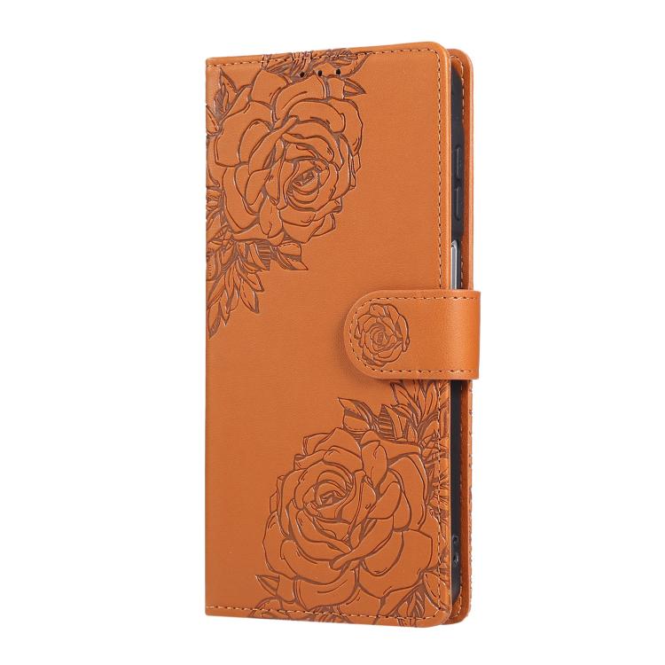 Rose Flower Embossed 3-Card Slots Leather Phone Case, For Samsung Galaxy A55 5G, For Samsung Galaxy A05, For Samsung Galaxy A05s, For Samsung Galaxy A25 5G, For Samsung Galaxy A23 4G / 5G, For Samsung Galaxy A14 4G / 5G, For Samsung Galaxy A24 5G������...