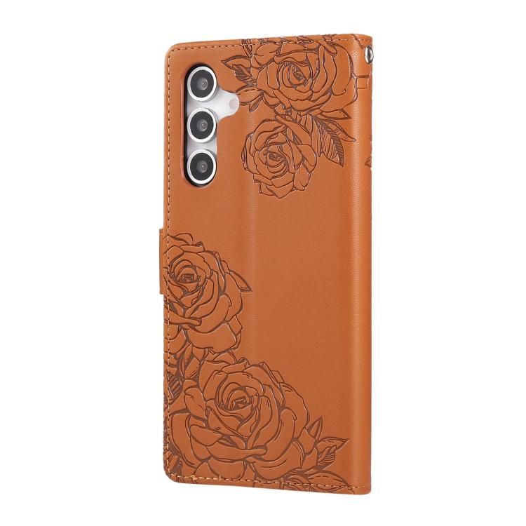 Rose Flower Embossed 3-Card Slots Leather Phone Case, For Samsung Galaxy A55 5G, For Samsung Galaxy A05, For Samsung Galaxy A05s, For Samsung Galaxy A25 5G, For Samsung Galaxy A23 4G / 5G, For Samsung Galaxy A14 4G / 5G, For Samsung Galaxy A24 5G������...