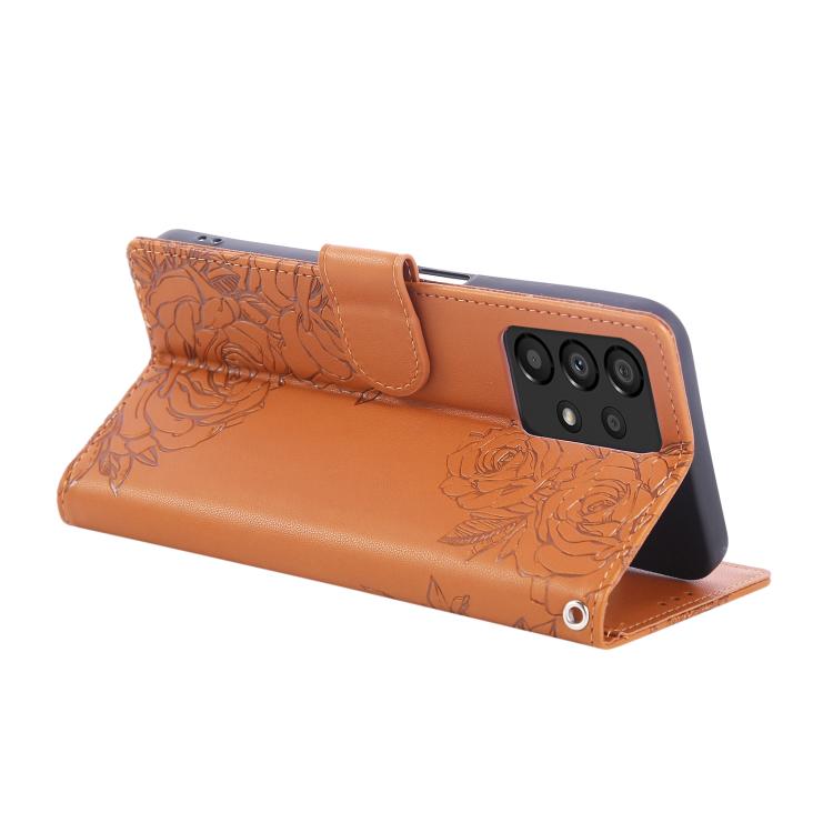 Rose Flower Embossed 3-Card Slots Leather Phone Case, For Samsung Galaxy A53 5G, For Samsung Galaxy A73 5G, For Samsung Galaxy A33 5G, For Samsung Galaxy A13 4G / 5G