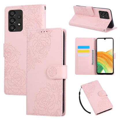 Rose Flower Embossed 3-Card Slots Leather Phone Case, For Samsung Galaxy A53 5G, For Samsung Galaxy A73 5G, For Samsung Galaxy A33 5G, For Samsung Galaxy A13 4G / 5G