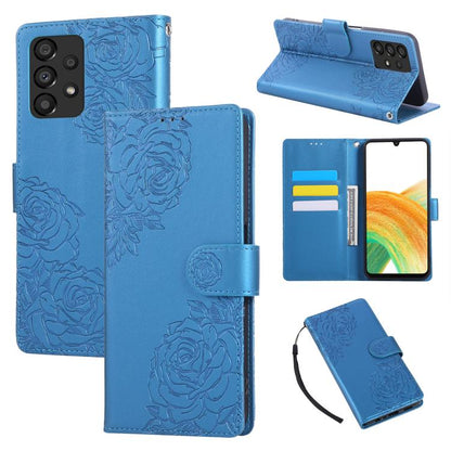 Rose Flower Embossed 3-Card Slots Leather Phone Case, For Samsung Galaxy A53 5G, For Samsung Galaxy A73 5G, For Samsung Galaxy A33 5G, For Samsung Galaxy A13 4G / 5G