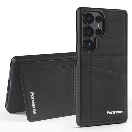 Forwenw F8 Series 2 in 1 Magnetic Card Slot Leather Phone Case, For Samsung Galaxy S25 Ultra 5G, For Samsung Galaxy S24 Ultra 5G, For Samsung Galaxy S23 Ultra 5G, For Samsung Galaxy S22 Ultra 5G