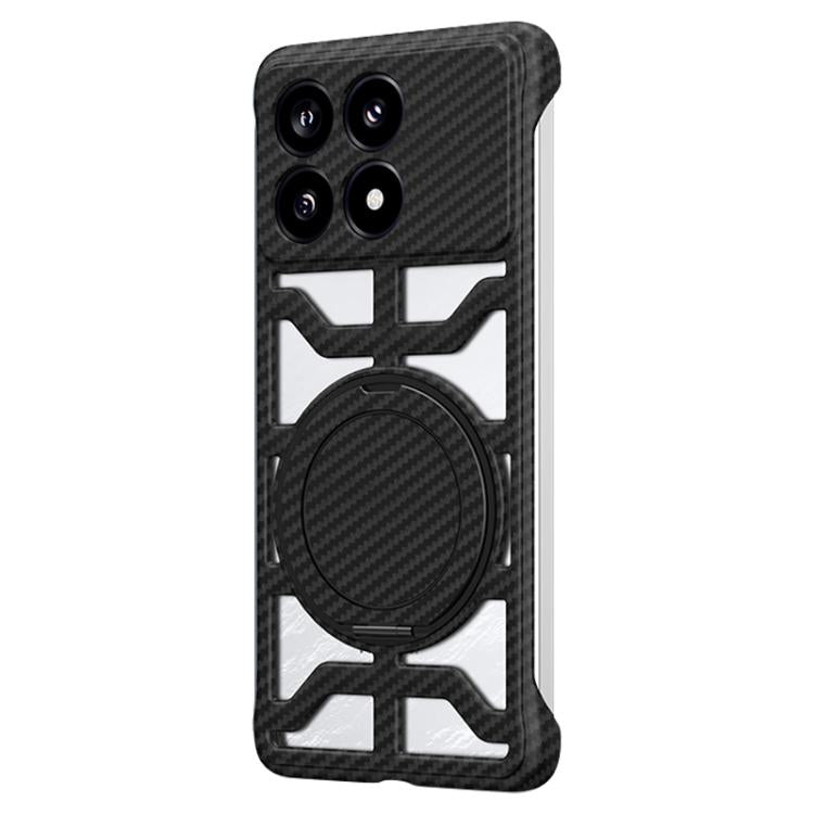 Hollow Carbon Fiber Rotating Bracket MagSafe Phone Case, For Redmi K80 Pro, For Redmi K80, For Redmi K70 / K70 Pro