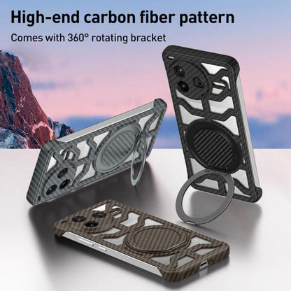 Hollow Carbon Fiber Rotating Bracket MagSafe Phone Case, For Redmi K80 Pro, For Redmi K80, For Redmi K70 / K70 Pro