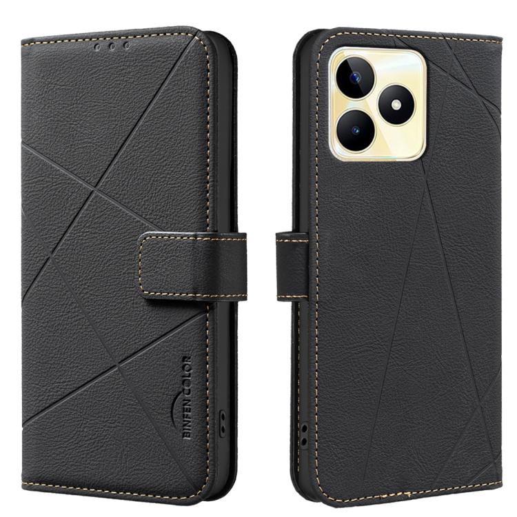 Geometric Pattern RFID Leather Phone Case, For Realme C53, For Realme C55