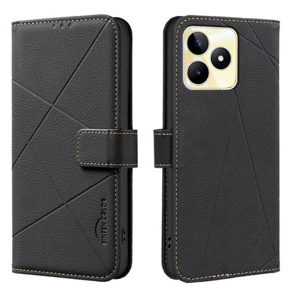 Geometric Pattern RFID Leather Phone Case, For Realme C53, For Realme C55
