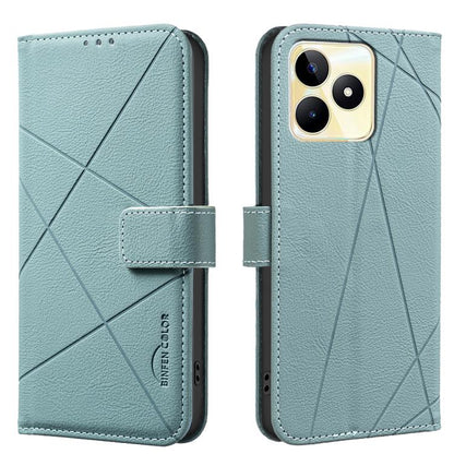 Geometric Pattern RFID Leather Phone Case, For Realme C53, For Realme C55