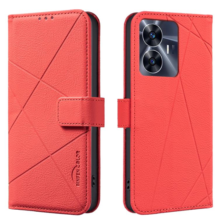 Geometric Pattern RFID Leather Phone Case, For Realme C53, For Realme C55