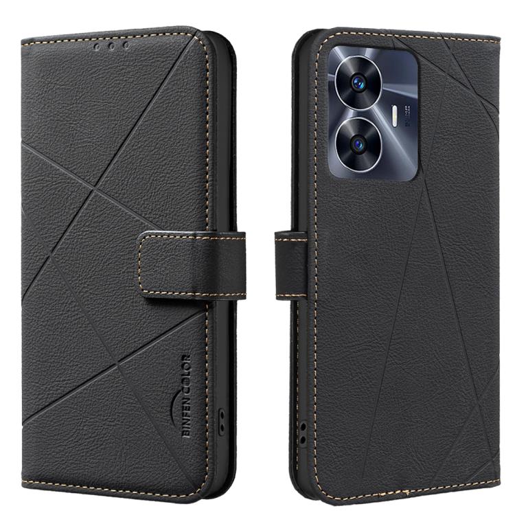 Geometric Pattern RFID Leather Phone Case, For Realme C53, For Realme C55
