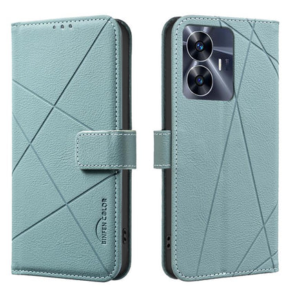 Geometric Pattern RFID Leather Phone Case, For Realme C53, For Realme C55