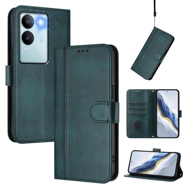 Line Splicing Buckle Retro Leather Phone Case, For vivo V29 5G Global / V29 Pro, For vivo Y17s 4G Global / Y17s 5G India, For vivo Y78+ 5G / Y78 Global / V29 Lite, For vivo Y100 5G / Y100A 5G India, For vivo Y02A 4G / Y02 4G / Y11 2023�����������������...