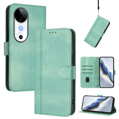 Line Splicing Buckle Retro Leather Phone Case, For vivo Y03 4G / Y18 4G Global, For vivo V30E 5G Global / V40 Lite 5G, For vivo S19, For vivo Y28 4G Global, For vivo X100s 5G, For vivo Y38 5G / T3x 5G Global