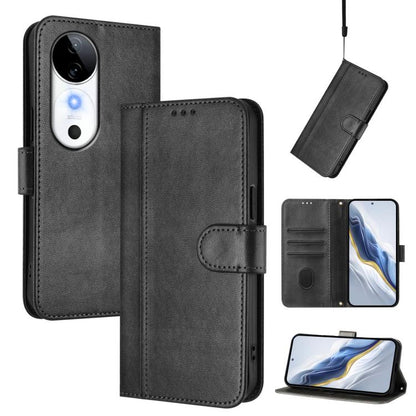 Line Splicing Buckle Retro Leather Phone Case, For vivo Y03 4G / Y18 4G Global, For vivo V30E 5G Global / V40 Lite 5G, For vivo S19, For vivo Y28 4G Global, For vivo X100s 5G, For vivo Y38 5G / T3x 5G Global