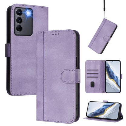 Line Splicing Buckle Retro Leather Phone Case, For vivo V27 5G / V27 Pro 5G Global, For vivo V27e 4G / T2 4G Global, For vivo Y72 5G / Y52 5G / iQOO Z3, For vivo Y35 4G / Y22s 4G / Y22 4G Global, For vivo Y55s 5G 2023 / Y30 5G��������������������������...