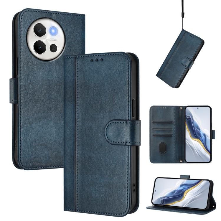 Line Splicing Buckle Retro Leather Phone Case, For vivo Y03 4G / Y18 4G Global, For vivo V30E 5G Global / V40 Lite 5G, For vivo S19, For vivo Y28 4G Global, For vivo X100s 5G, For vivo Y38 5G / T3x 5G Global